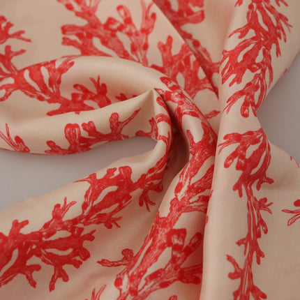 Elegant Silk Men's Scarf Wrap - Red Coral Print