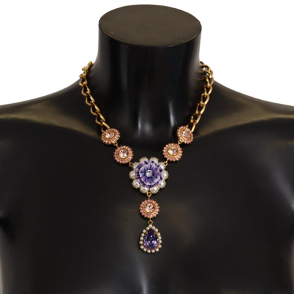 Elegant Floral Crystal Statement Necklace