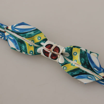 Elegant Silk Majolica Print Bow à nœud papillon