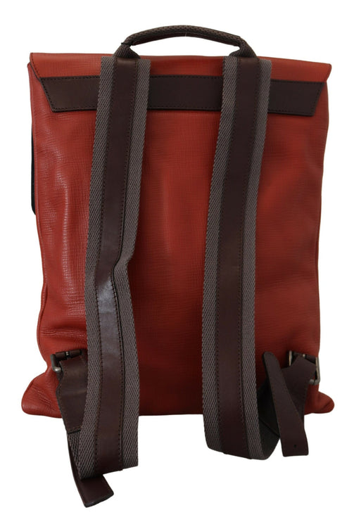 Elegante mochila de piel de becerro en naranja