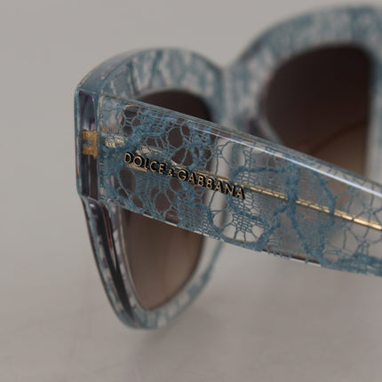 Elegantes detalles de encaje gafas de sol azules