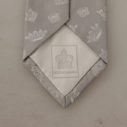 Elegant Silk Grey Crown Imprime à noeud papillon