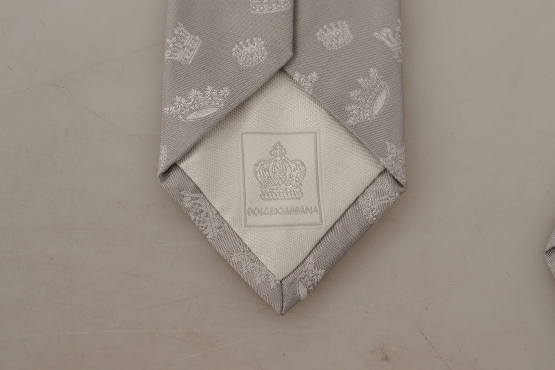 Elegant Silk Grey Crown Imprime à noeud papillon