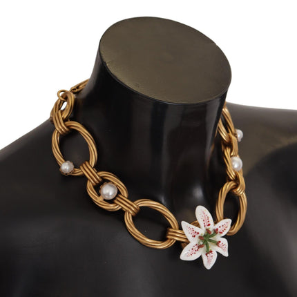 Elegante collar colgante de flores de oro lilly