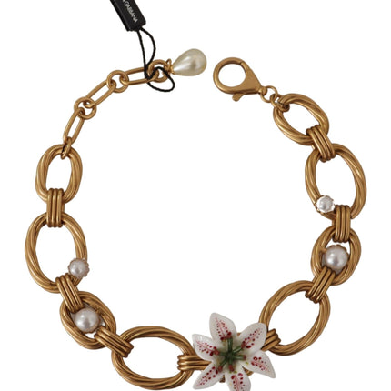 Elegante collar colgante de flores de oro lilly