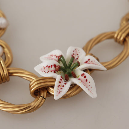 Elegante collar colgante de flores de oro lilly