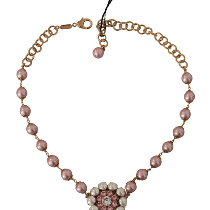 Elegant Gold Crystal Floral Statement Necklace