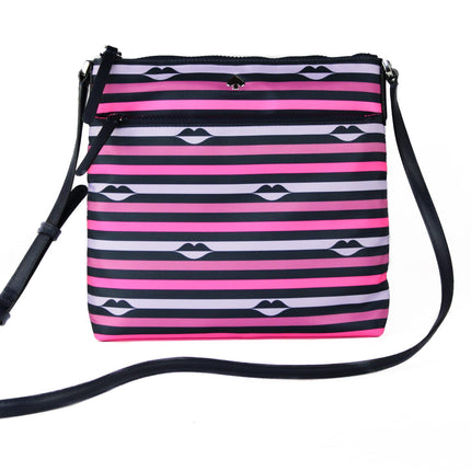 Jae Nylon Cuero Plano Rosa Rayas Multi Crossbody Bolso de mano