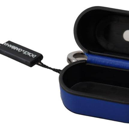 Elegante custodia per Airpods in pelle blu