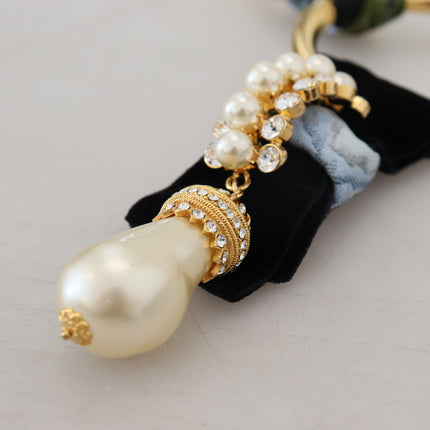 Elegant Gold Brass Pearl Statement Necklace