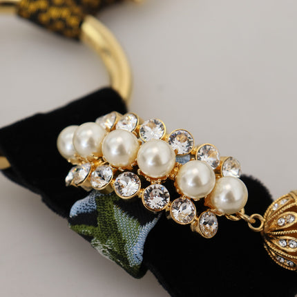 Elegant Gold Brass Pearl Statement Necklace