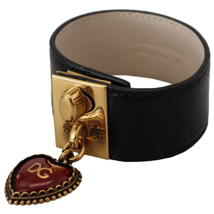 Elegant Black Leather Gold Detail Bracelet