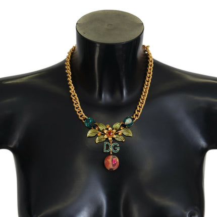 Elegant Gold-Tone Floral Fruit Necklace