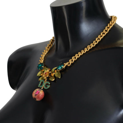 Elegant Gold-Tone Floral Fruit Necklace