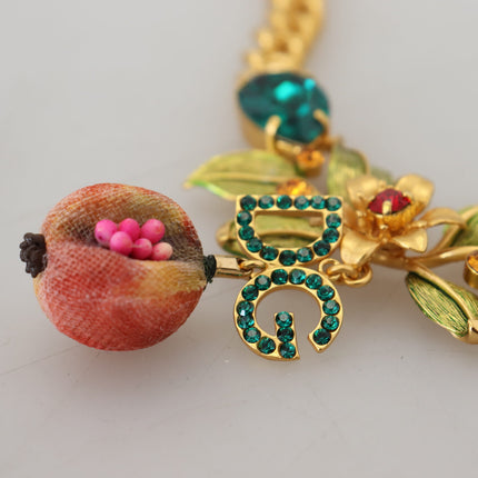 Elegant Gold-Tone Floral Fruit Necklace