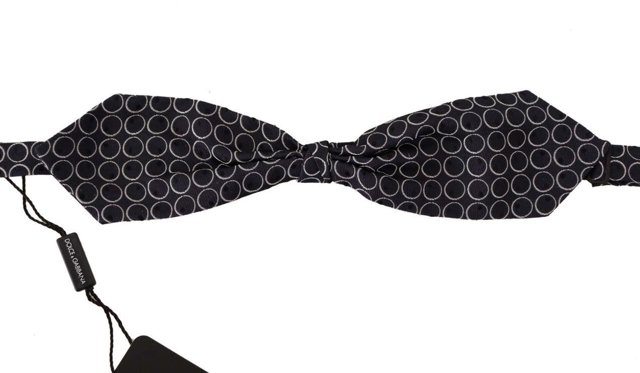 Elegant Black and White Silk Bow Tie - vivadelux