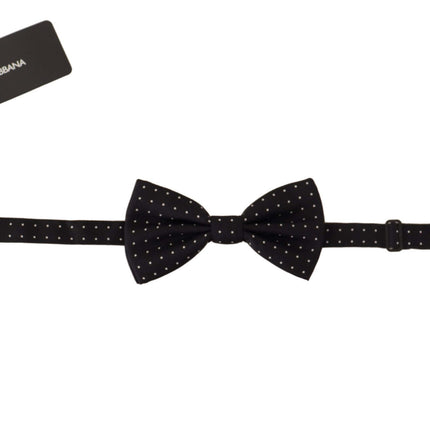 Elegant Black Polka Dot Silk Bow à noeud