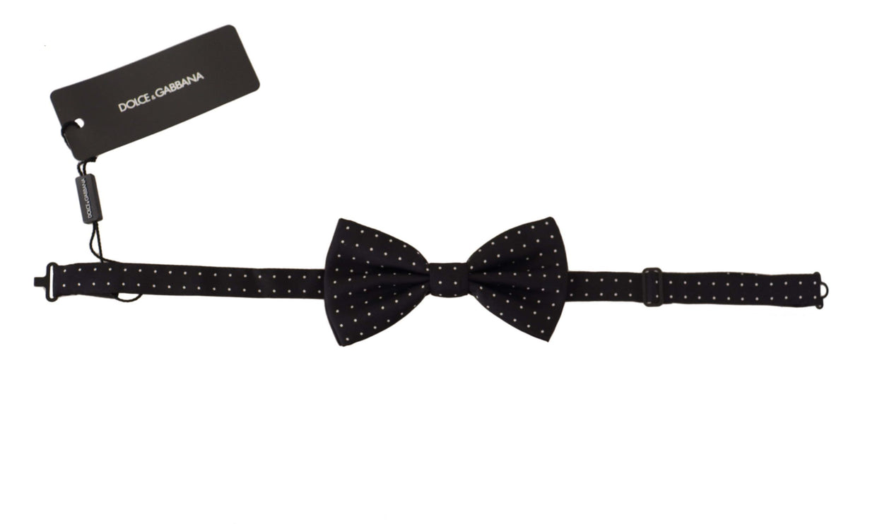 Elegant Black Polka Dot Silk Bow à noeud