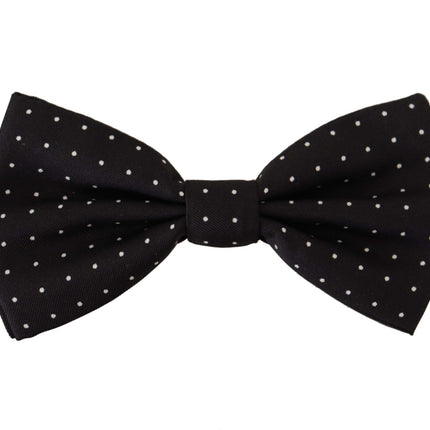 Elegant Black Polka Dot Silk Bow à noeud