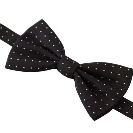 Elegant Black Polka Dot Silk Bow à noeud