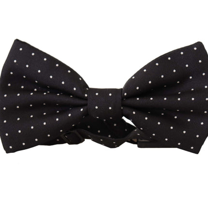 Elegant Black Polka Dot Silk Bow à noeud