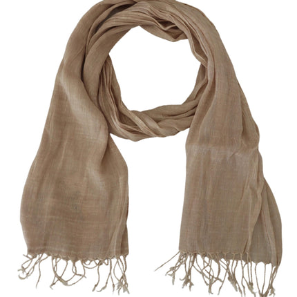 Bufanda Chic Beige con Flecos para Mujer