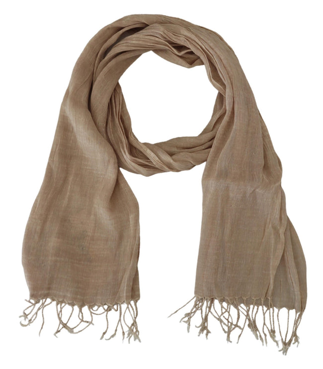 Bufanda Chic Beige con Flecos para Mujer