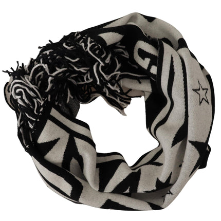 Elegant Monochrome Wool-Cashmere Men's Scarf