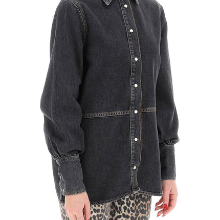 Ganni rhinestone denim shirt