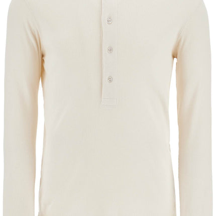 Tom Ford henley t-shirt ivory in cotton and microfiber ribbed