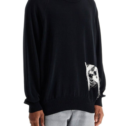 Y-3 black recycled polyester sweater with embroidered logo