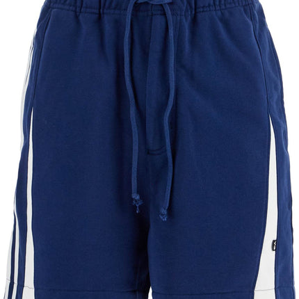 Y-3 blue cotton shorts with side stripes