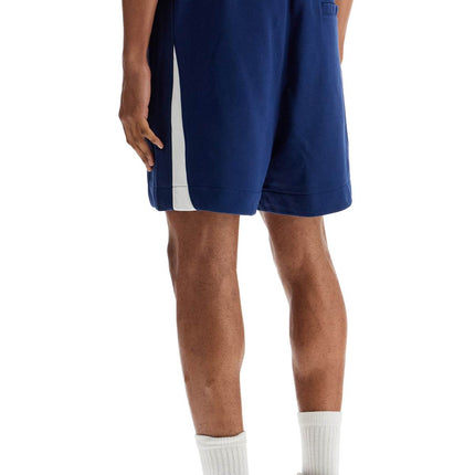 Y-3 blue cotton shorts with side stripes