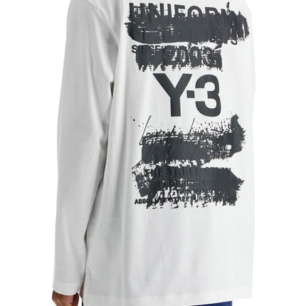 Y-3 white cotton t-shirt with graphic print