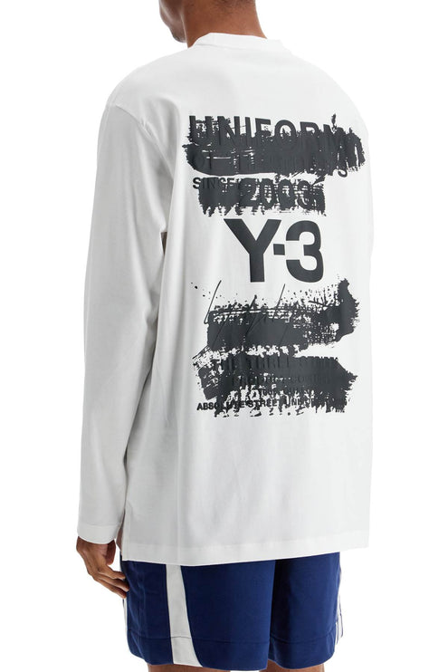 Y-3 white cotton t-shirt with graphic print