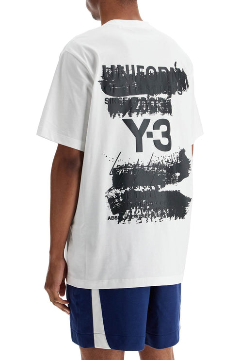 Y-3 white cotton t-shirt with "uniform of the streets" print