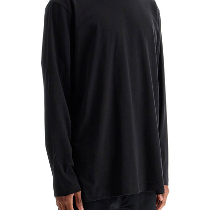 Y-3 long sleeve black cotton t-shirt with men's graphic