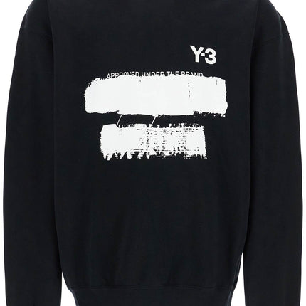 Y-3 black cotton sweatshirt with text graphic