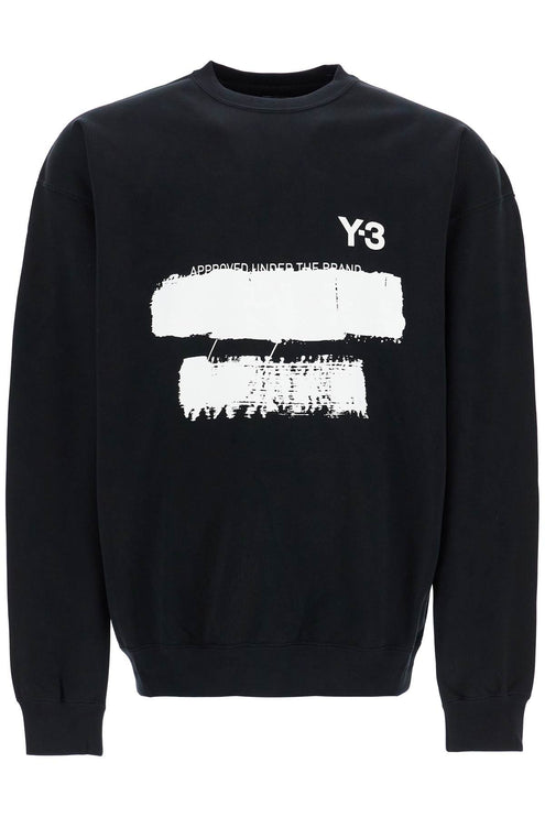 Y-3 black cotton sweatshirt with text graphic