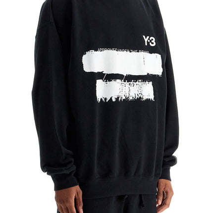 Y-3 black cotton sweatshirt with text graphic