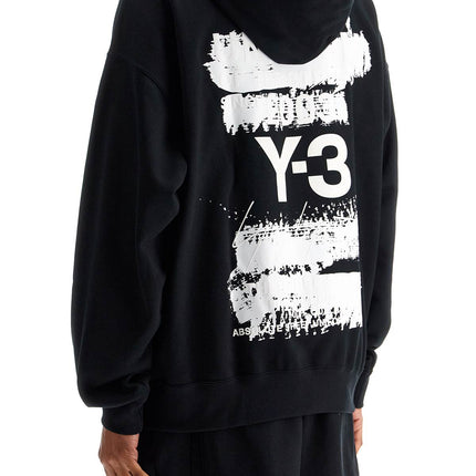 Y-3 black cotton hoodie with gfx print