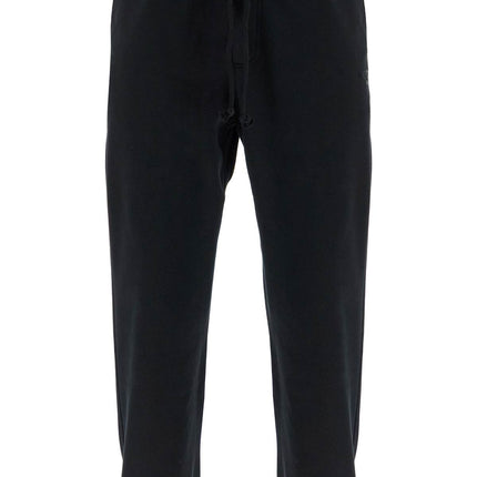 Y-3 wide leg high waist black cotton pants with adjustable drawstring