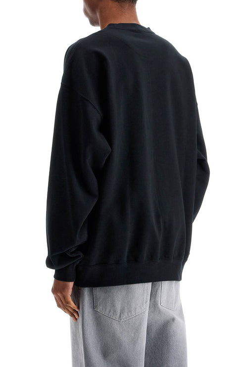 Y-3 black cotton crewneck sweatshirt with tone-on-tone logo