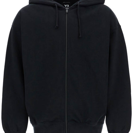 Y-3 black cotton zip hoodie