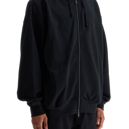 Y-3 black cotton zip hoodie