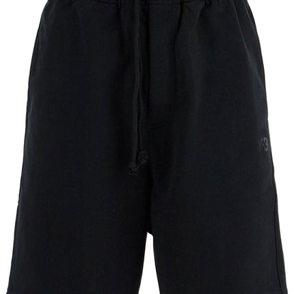 Y-3 high-waisted black cotton sports shorts