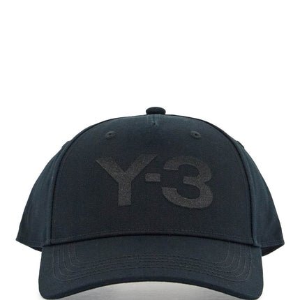 Y-3 black cotton baseball cap with curved brim adjustable