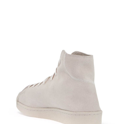 Y-3 high-top pro model sneakers in light gray suede with velcro closure