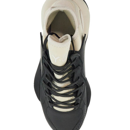 Y-3 black fabric and leather kaiwa sneakers for men