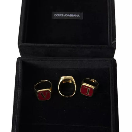 Gold Brass LOVE Enamel Set of 3 Ring